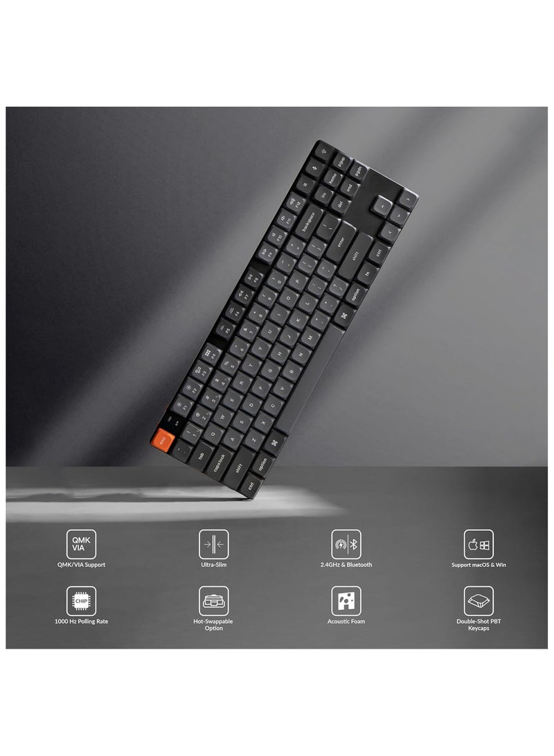 Keychron K1 Max 80% layout 2.4GHz ultra slim Wireless Bluetooth/USB-C wired, QMK/VIA Mechanical Keyboard RGB Backlight Hot Swappable Version low profile Gateron red switch Compatible with Mac & Windows - Image 2