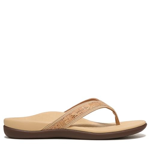Vionic صندل فايونيك النسائي تايد II مع دعامة أصابع - ش sandal flip flop للسيدات مع دعم قوس مخفي من الفلين الذهبي 10 B(M) US - Image 3