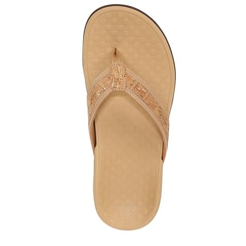 Vionic صندل فايونيك النسائي تايد II مع دعامة أصابع - ش sandal flip flop للسيدات مع دعم قوس مخفي من الفلين الذهبي 10 B(M) US - Image 5