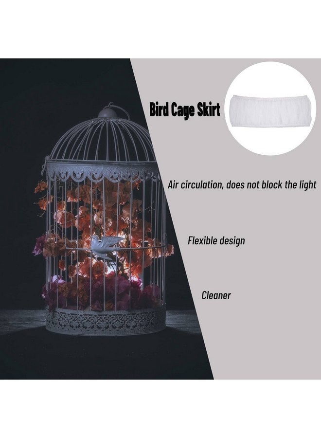 Hakeeta Hakeeta Bird Cage Skirt, Mesh Bird Seed Catcher, Birds Cage Airy Net Cover, Soft Nylon Ventilated Skirt Traps Cage Basket Seed Guard Parrot with Adjustable Drawstring.(Large Size-XL(White)  - Image 4