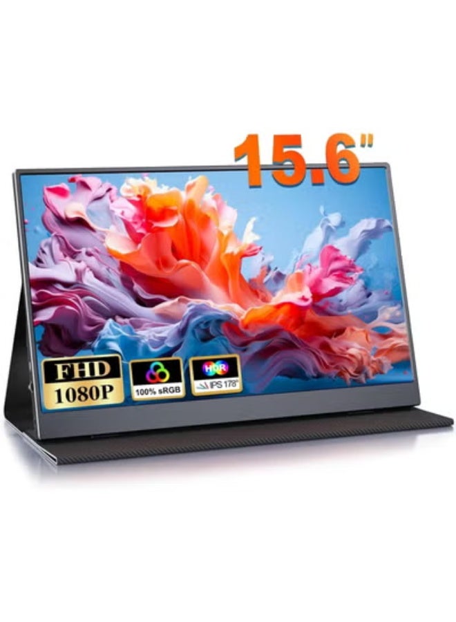 Portable Monitor 15.6 Inch – Full HD 1080P Screen – Lightweight & Foldable Display for Laptop & Gaming – USB-C/HDMI - Image 1