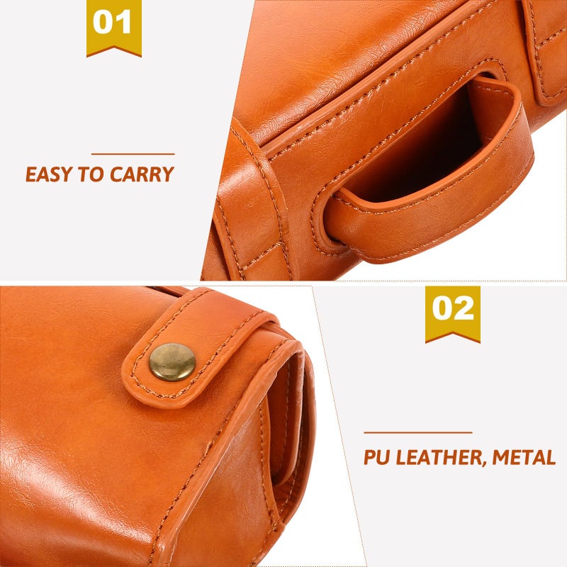 Large Capacity Mens Shaving Kit with Anti Scratch Razor Cover PU Leather Toiletry Travel Bag - Image 5