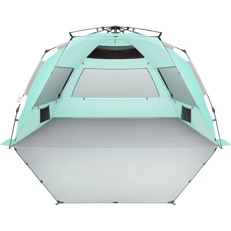 Oileus XX-Large Beach Tent Sun Shelter for 5-6 Person Portable Sun Shade Instant Pop Up Tent for Beach with Carrying Bag, Stakes, 6 Sand Pockets, Anti UV for Fishing Hiking Camping Blue - Image 1
