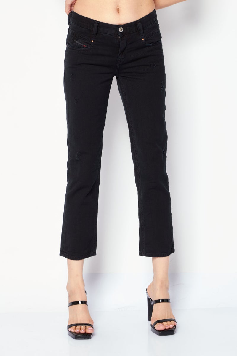 DIESEL Women Regular Fit Solid Non-Stretchable Denim, Black - Image 1