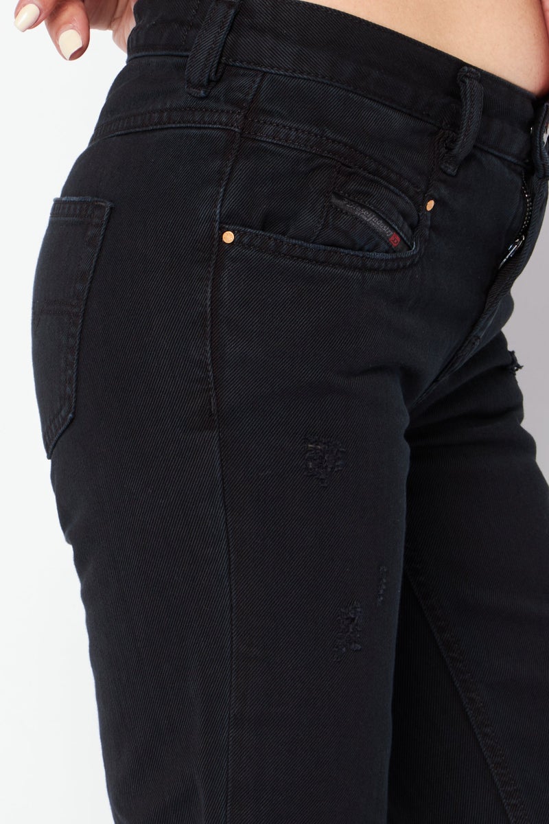 DIESEL Women Regular Fit Solid Non-Stretchable Denim, Black - Image 3