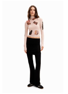 Slim high neck collage T-shirt