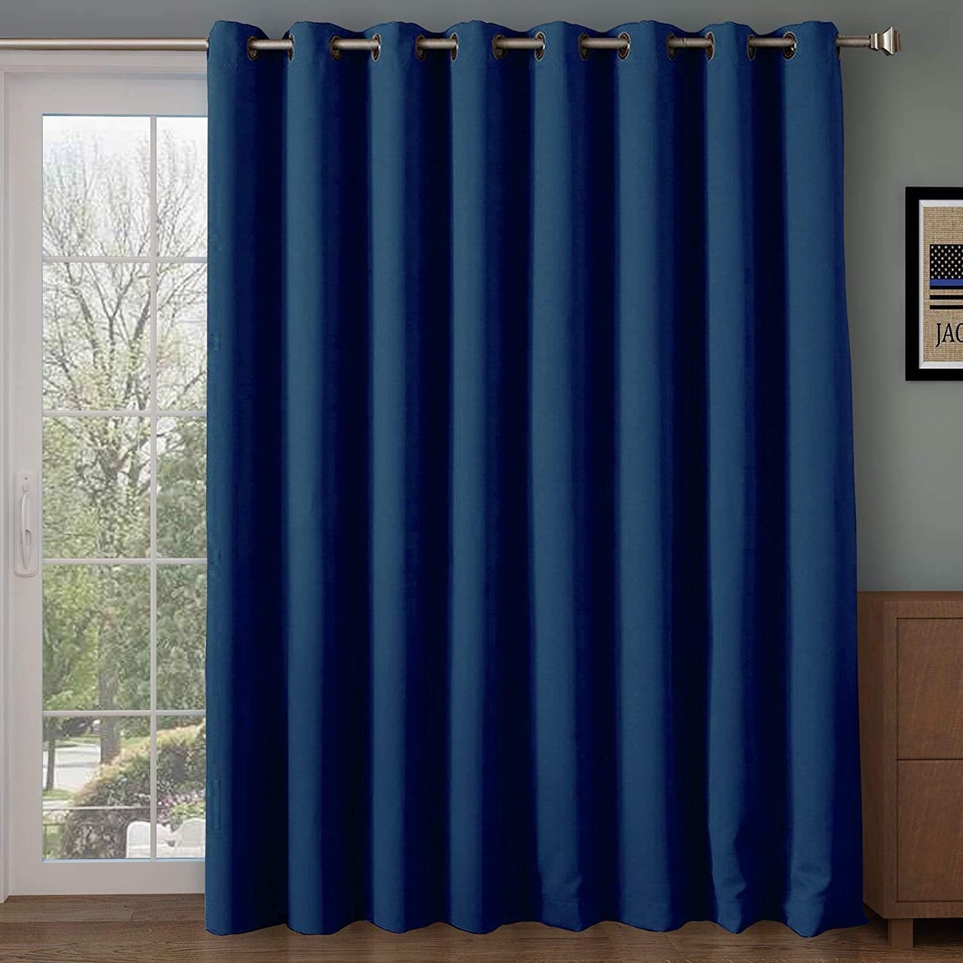 Rose Home Fashion Blackout Sliding Door Curtains, Room Darkening Thermal Insulated Curtains for Living Room Bedroom, Sliding Glass Door Drapes, 1 Panel, W100 x L108, Navy