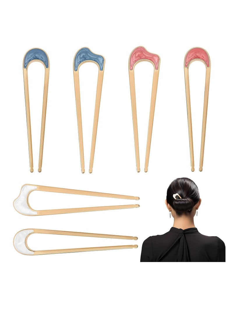 Oasisgalore - 6 Pack U-Shaped Metal Hair Pins, Vintage Style for Elegant Bun Hairstyles, Hair Accessory for Women & Girls. - Image 1
