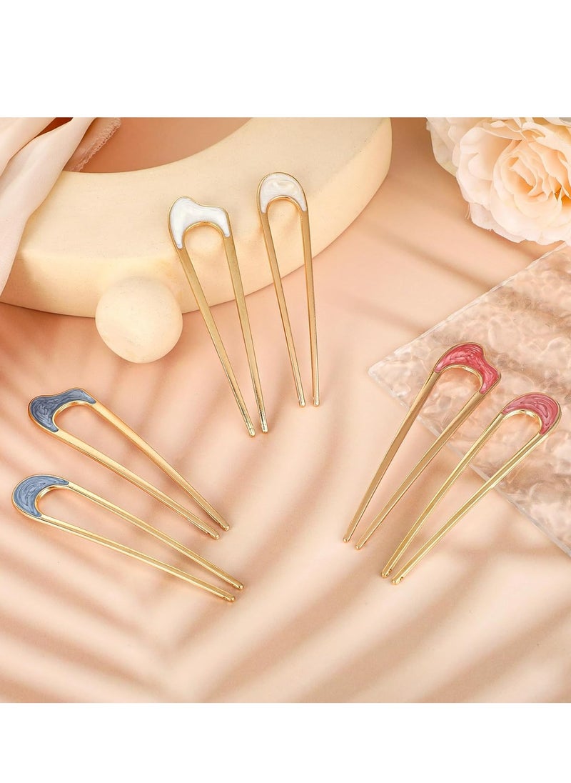 Oasisgalore - 6 Pack U-Shaped Metal Hair Pins, Vintage Style for Elegant Bun Hairstyles, Hair Accessory for Women & Girls. - Image 1