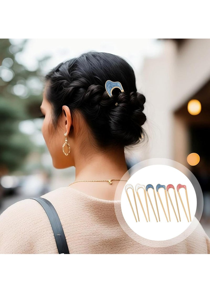 Oasisgalore - 6 Pack U-Shaped Metal Hair Pins, Vintage Style for Elegant Bun Hairstyles, Hair Accessory for Women & Girls. - Image 1
