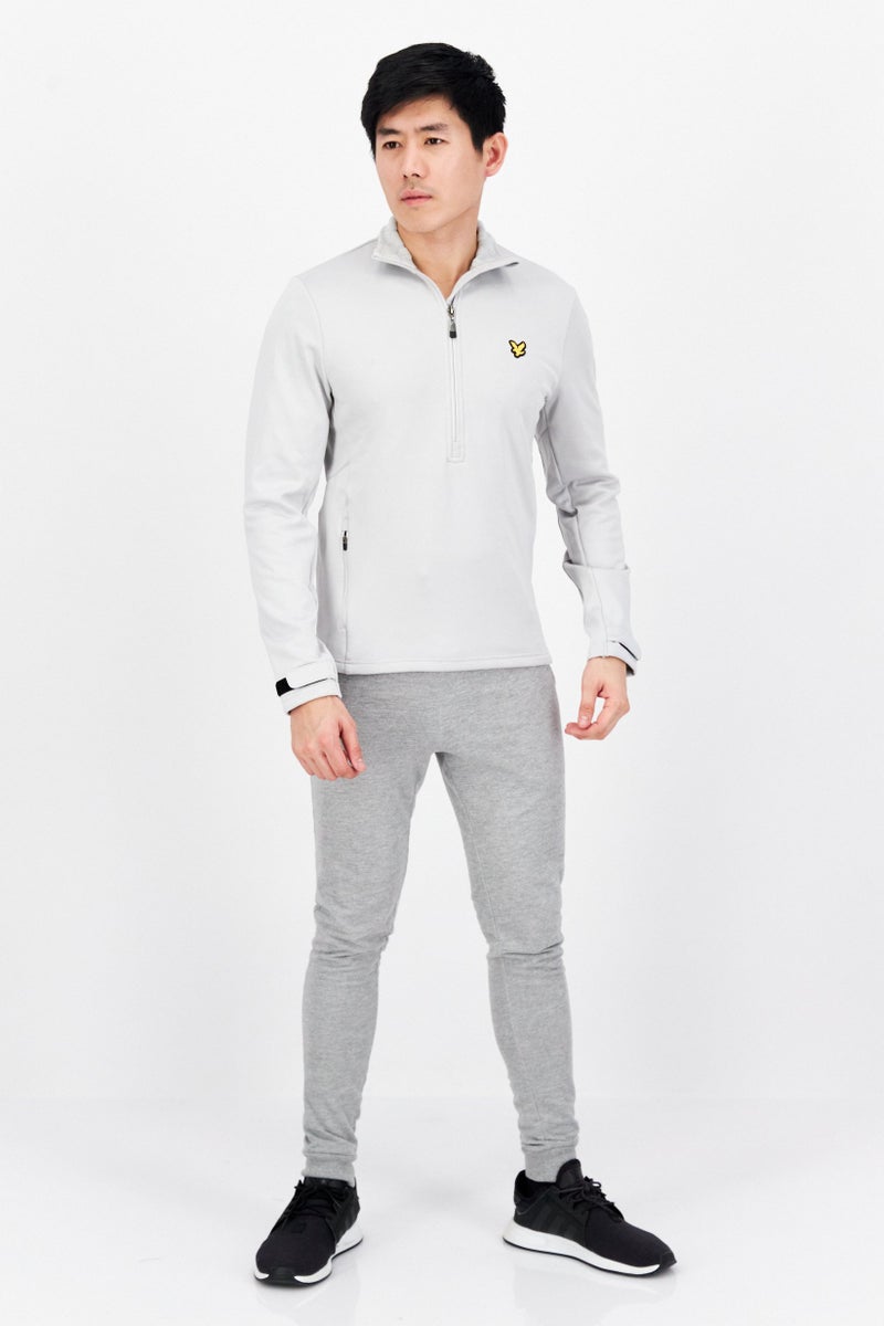 Lyle & Scott سويت شيرت رجال برقبة عالية بشعار العلامة التجارية، رمادي فاتح - Image 2