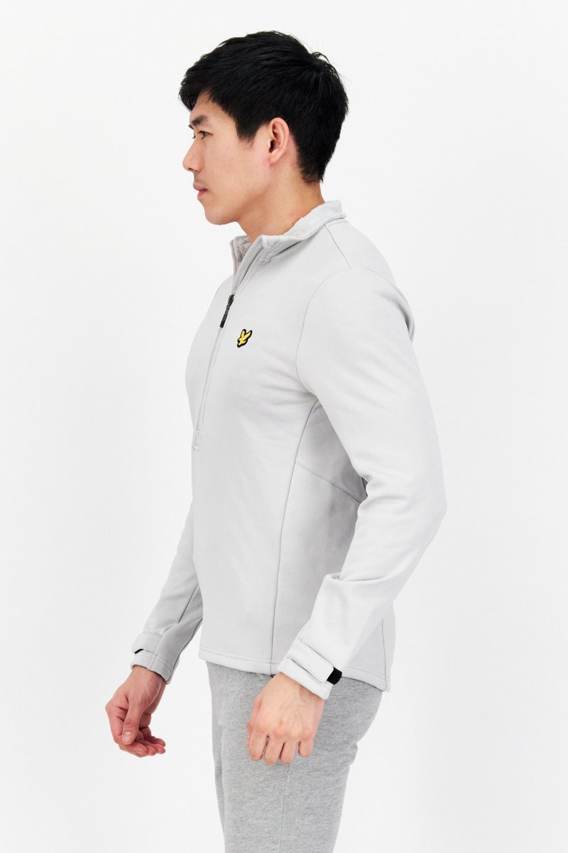 Lyle & Scott سويت شيرت رجال برقبة عالية بشعار العلامة التجارية، رمادي فاتح - Image 3