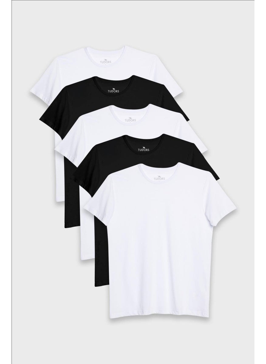 5-Pack Black-White Slim Fit Slim Fit Cotton Crew Neck T-Shirt - pzsku/Z722AD70EB26236DBDDA7Z/45/_/1741257179/2943ea9a-659f-4424-a697-4cd0188b000f