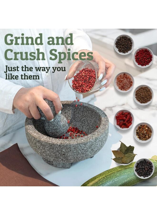 يُسلِّم مجموعة هاون ومدقة، 7.8 بوصة من الجرانيت الطبيعي للتوابل ومعاجين التوابل - وعاء هاون ومدقة لصلصة الجواكامولي الطازجة والبيستو - Image 3