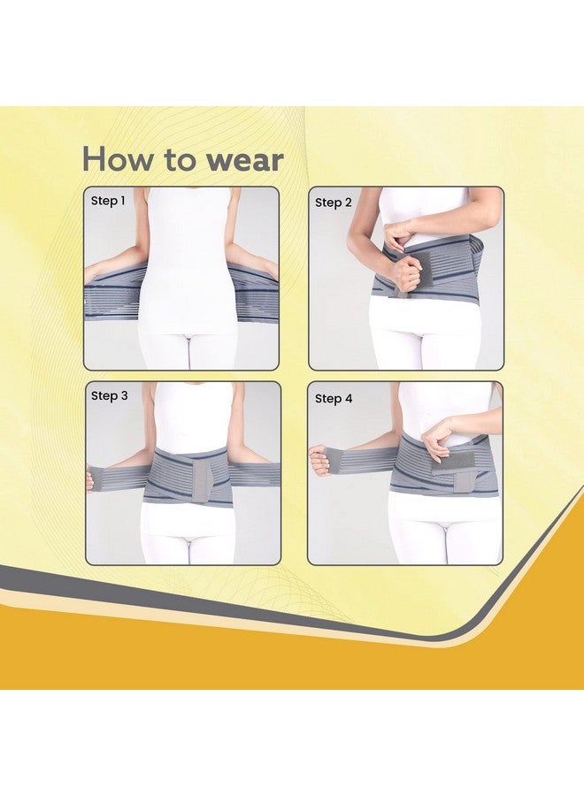 أغارو حزام قطني قطني عجزي من AGARO بحزام مزدوج، دعم للظهر للعمود الفقري القطني، حزام دعم أسفل الظهر لتخفيف آلام الظهر، دعامة ظهر للرجال والنساء، حزام Ls، Xxl، رمادي - Image 4