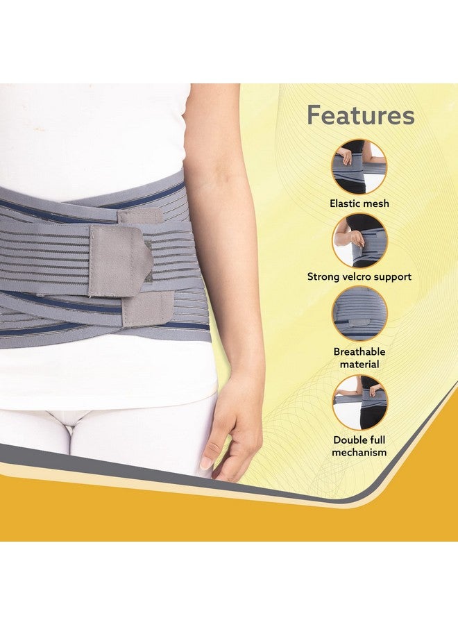 أغارو حزام قطني قطني عجزي من AGARO بحزام مزدوج، دعم للظهر للعمود الفقري القطني، حزام دعم أسفل الظهر لتخفيف آلام الظهر، دعامة ظهر للرجال والنساء، حزام Ls، Xxl، رمادي - Image 2