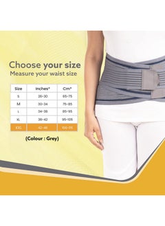 AGARO AGARO Cotton Lumbo Sacral Belt With Double Strapping, Back Support For Lumbar Spine, Lumber Support Belt For Back Pain Relief, Back Brace For Men And Women, Ls Belt, Xxl, Grey  - Image 3