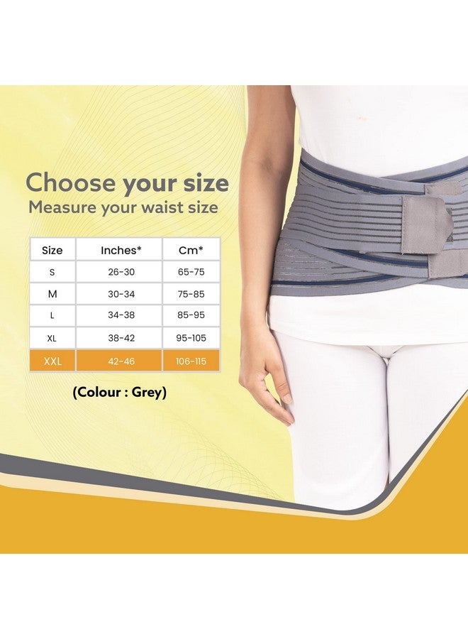 أغارو حزام قطني قطني عجزي من AGARO بحزام مزدوج، دعم للظهر للعمود الفقري القطني، حزام دعم أسفل الظهر لتخفيف آلام الظهر، دعامة ظهر للرجال والنساء، حزام Ls، Xxl، رمادي - Image 3