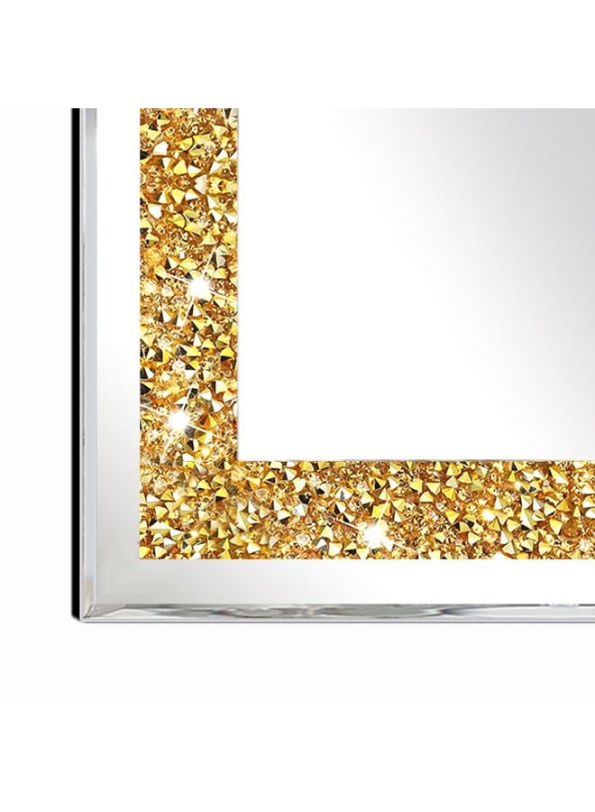 ZOLAPI 2PCS Crystal Rhinestone Diamond Wall Mirror.Brilliant Hand-Spliced Glass Mirror.Gold Accent Decorative Mirror for Hallway/Bathroom/Bedroom（12”x12”） - Image 2