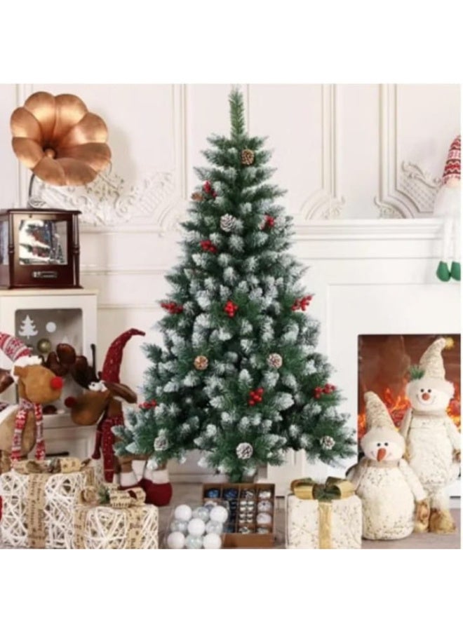 شجرة اصطناعية ثلجية بطول 240 سم، أشجار اصطناعية مغطاة بالثلج مع أقماع الصنوبر والتوت المزينة مسبقًا، 1200 طرف فرع متجمد - Image 2