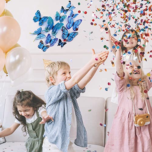 OPSEAM Butterfly Wall Decor 24/48 PCS, 3D Butterflies Stickers for Party Decorations with Magnets(Blue, 24) - Image 4