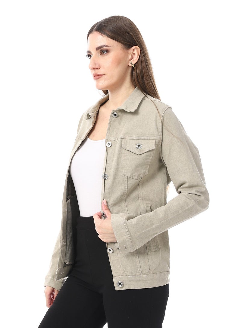 Andora Onyx Beige Gabardine Casual Jacket_Beige - Image 2