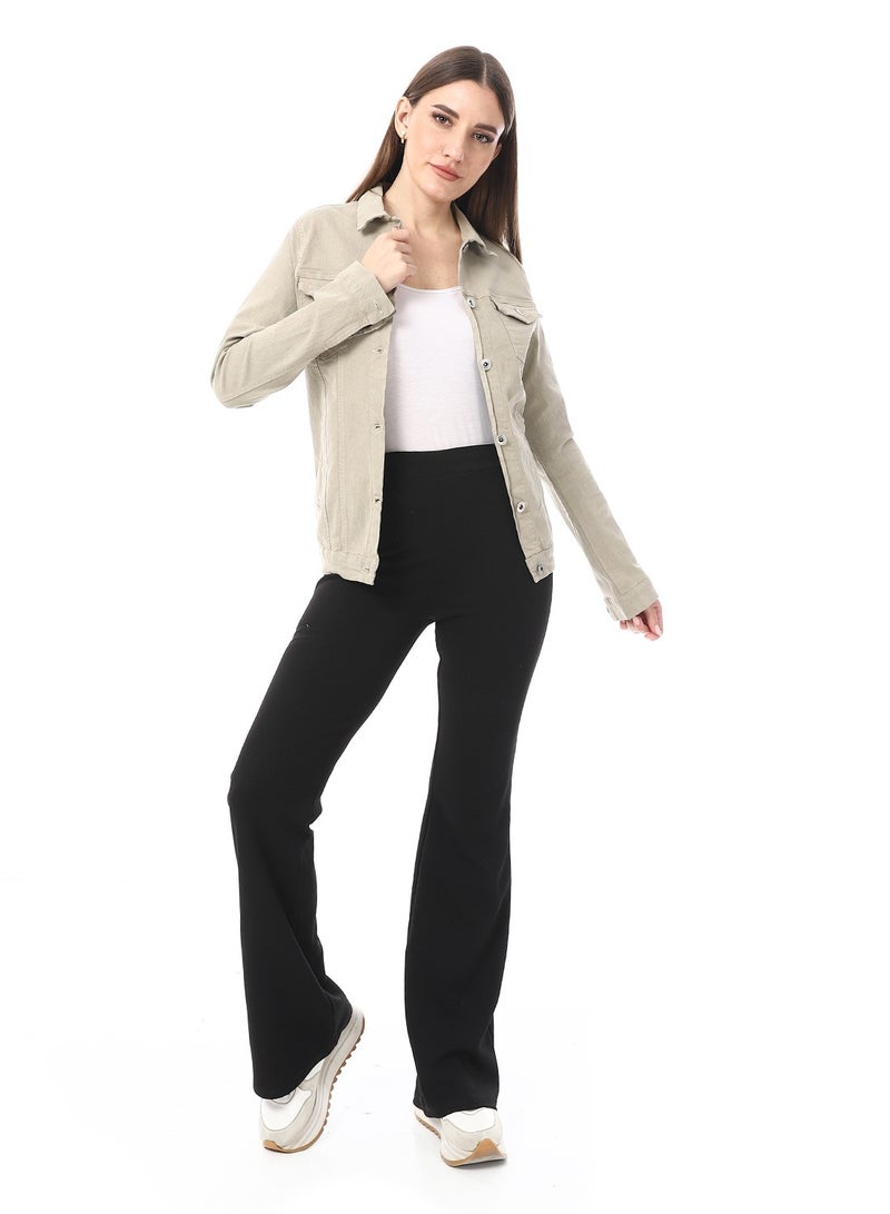Andora Onyx Beige Gabardine Casual Jacket_Beige - Image 5