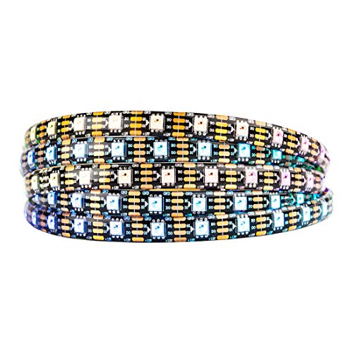 BTF-LIGHTING WS2815 (Upgraded WS2812B) 16.4ft 300 Pixels Magic Dream Color Individually Addressable RGB LED Flexible Strip Light 5050 SMD Dual Signal IP65 Silicone Coating Waterproof DC12V Black PCB - Image 1