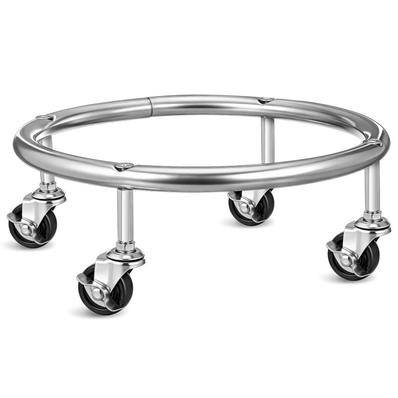 Luxshiny Movable Propane Cylinder Base Stainless Steel Propane Tank Stand Dolly with Brake Wheel for Cylinder Consignment Stationary Storage and Carry Buckets - Image 2