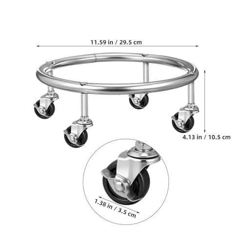 Luxshiny Movable Propane Cylinder Base Stainless Steel Propane Tank Stand Dolly with Brake Wheel for Cylinder Consignment Stationary Storage and Carry Buckets - Image 3