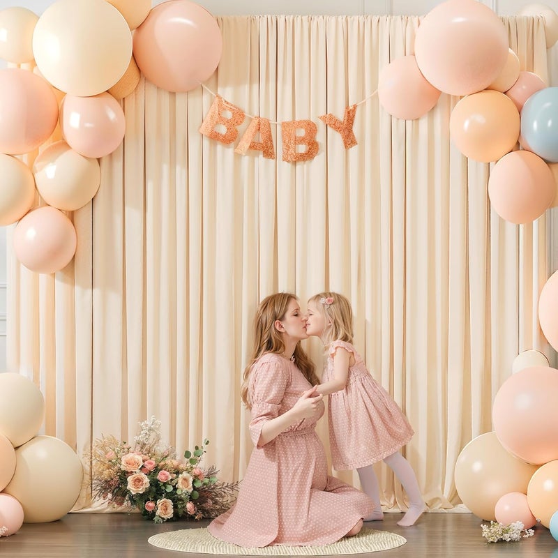 PARTISKY 16x10FT Champagne Backdrop Curtains for Wedding Parties, Wrinkle Free Polyester Photography Backdrop Drapes for Wedding Baby Shower Birthday Parties Stage Background Stand Decorations 4x10ft,4 Panels - Image 4