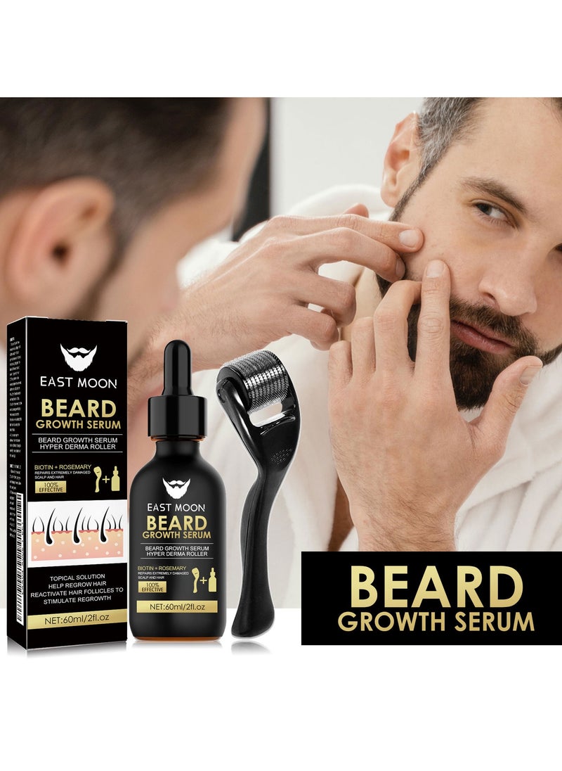 East Moon Men's Beard Thickening Care Set, Serum and Roller for Better Results  - Image 4
