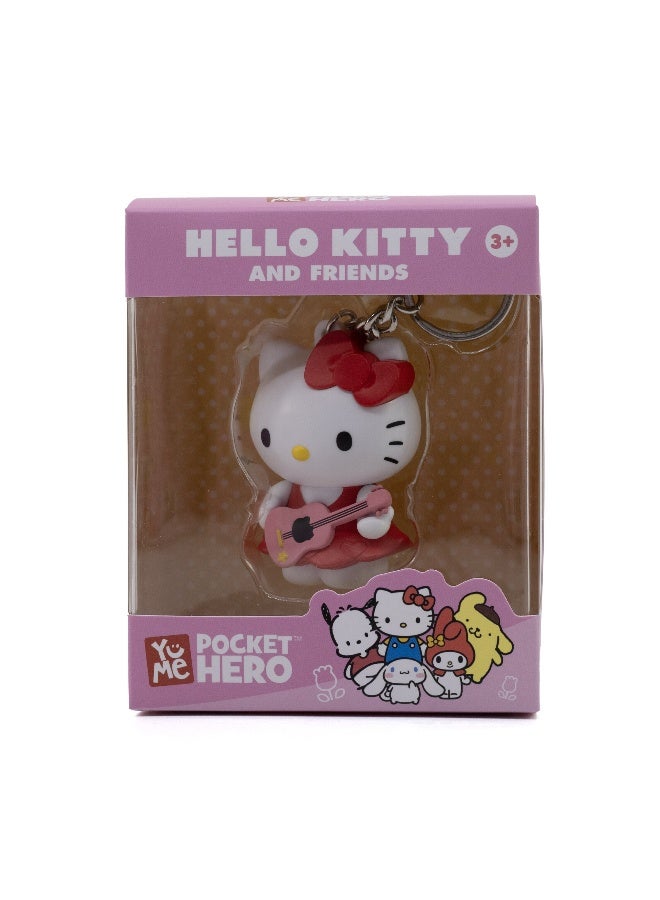 Hello Kitty Friends Collectible Keychain Pocket Hero - With Guitar | Sanrio Characters | Collectible Figure | Display Figure | Bag Clip | Bag Accessories | Perfect Gift For Collectors And Kids