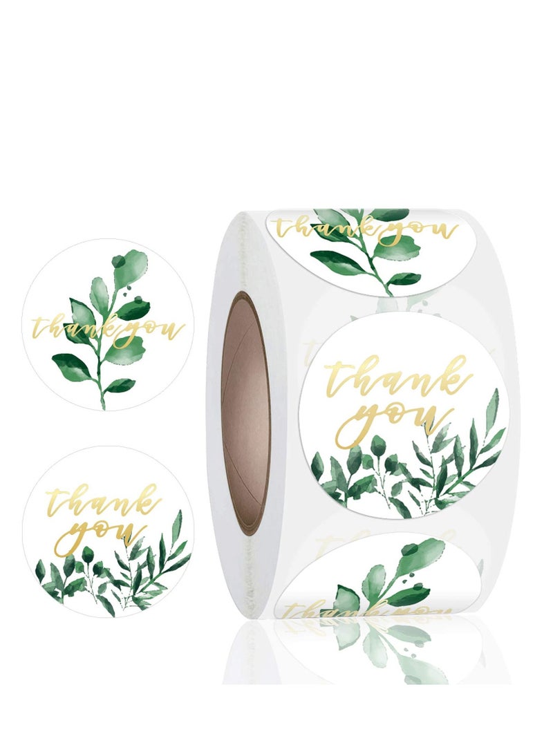 SYOSI Tag Stickers, Adhesive Thank You Hot Stamping Label Stickers, Gold Font and Floral Pattern, 1.5" Round, 500 Labels per Roll Suitable for Birthday, Wedding, Gift Decoration  - Image 1