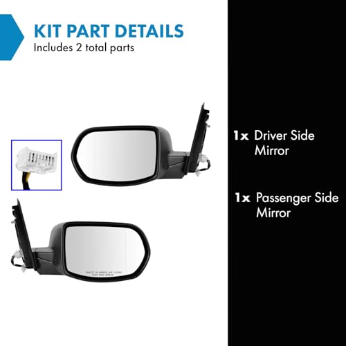 TRQ Driver & Passenger Side Mirror Set with Heat Compatible with 2012-2015 Honda CR-V HO1320269 HO1320295 HO1321269 - Image 2