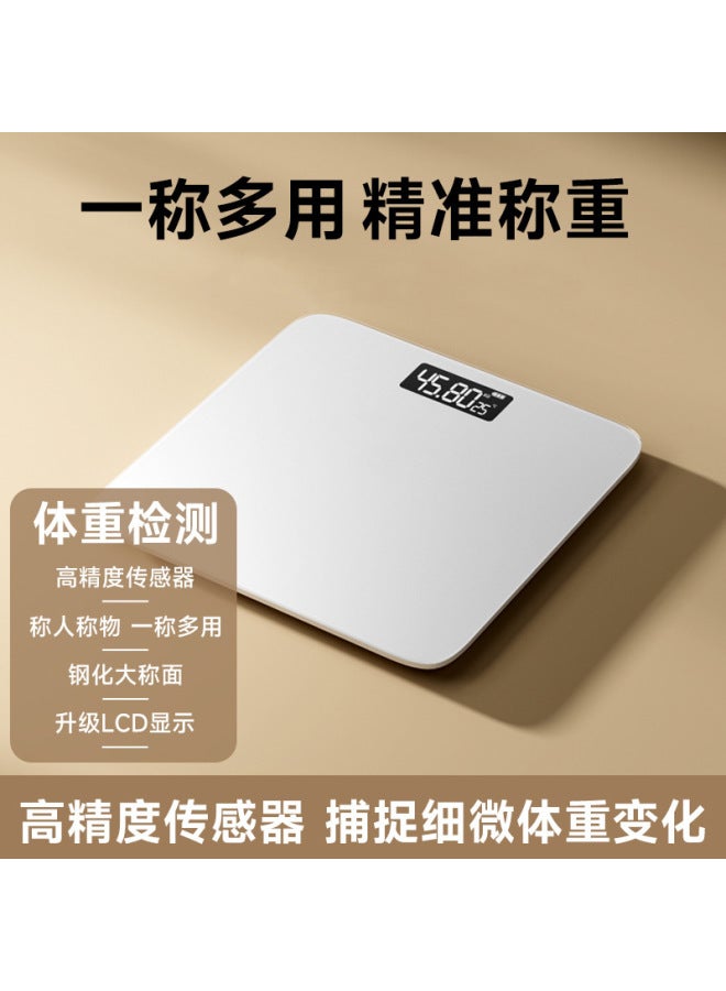 Tiansheng Rechargeable Smart Body Weight Scale with Body Fat Analysis, Precise Sensing, Tempered Glass, White - Image 1