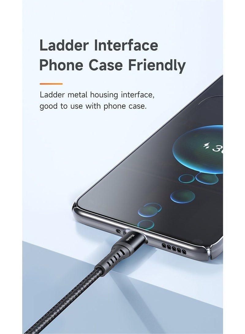 مكدودو كابل ماكدودو USB-A إلى USB-C بطول 3 أمتار، شحن سريع، كابل شحن طويل من النوع C، كابل نقل بيانات، مناسب لهواتف أندرويد، سامسونج جالاكسي، بنوك الطاقة، والأجهزة اللوحية، أسود - Image 4