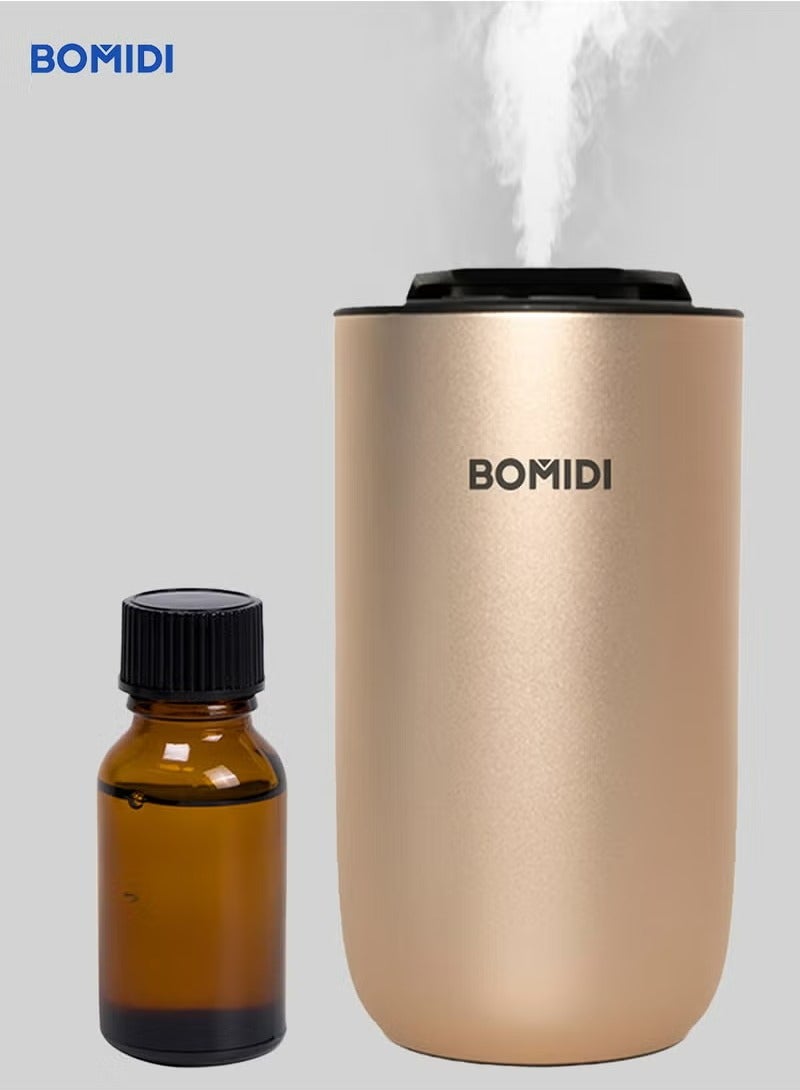 BOMIDI Waterless Nebulizing Aromatherapy Diffuser – Portable 2‑Fluid Fine‑Mist Essential Oil Diffuser for Car, Home, Office & Travel | USB 5V & Type‑C Rechargeable, 2 000 mAh Battery, Low‑Noise (< 41 dB) Air Mist Machine with 15 mL Cote d’Azur Oil Included, AD03-Gold - Image 2