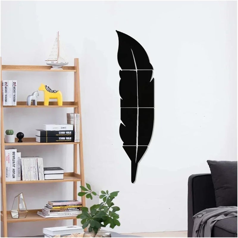 ملصقات حائط مرآة ثلاثية الأبعاد ريش راقص DIY فن جو منزل لامع ديكور غرفة المعيشة (ذهبي يسار، S 73x18 سم) - Image 5
