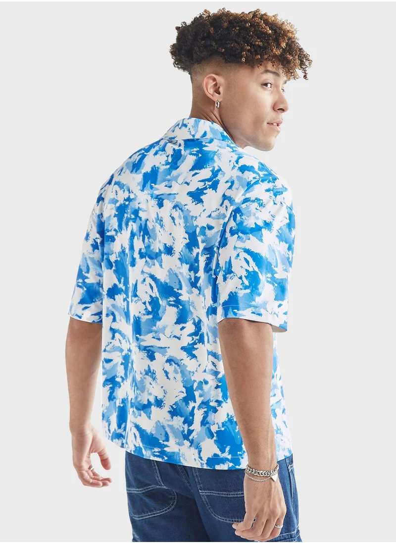 FAV All-Over Print Shirt With Camp Collar