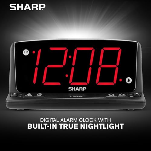 Sharp LED Digital Alarm Clock – Simple Operation - Easy to See Large Numbers, Built in Night Light, Loud Beep Alarm with Snooze, Bright Big Red Digit Display - Image 3