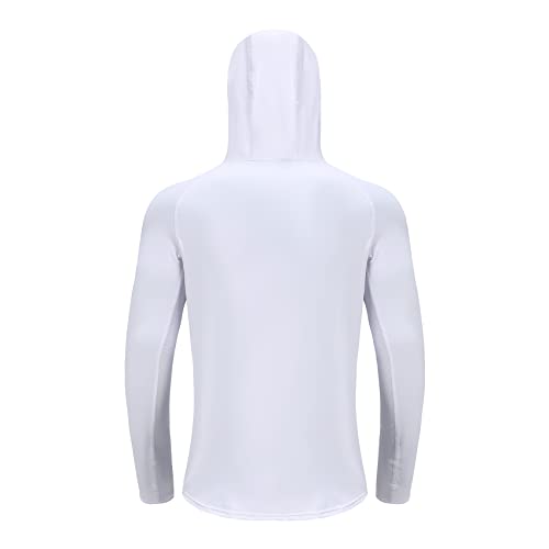 Riverruns UPF 50+ Fishing Hoodie, Sun Hooded Fishing Shirt, Sun Protection Long Sleeves Shirt for Men Fishing White - Image 3