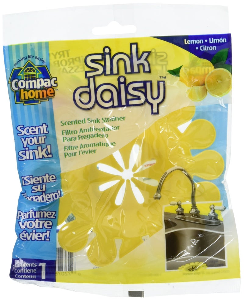 Compac Home Compac Sink Daisy Scented Kitchen Sink Strainer infuses & Freshens Your Sink, Must Have Kitchen Sink Accessories, Sink Drain Strainer - Catcher, Yellow, Lemon Scent, 6 Count, (3 Packs of 2) - Image 3
