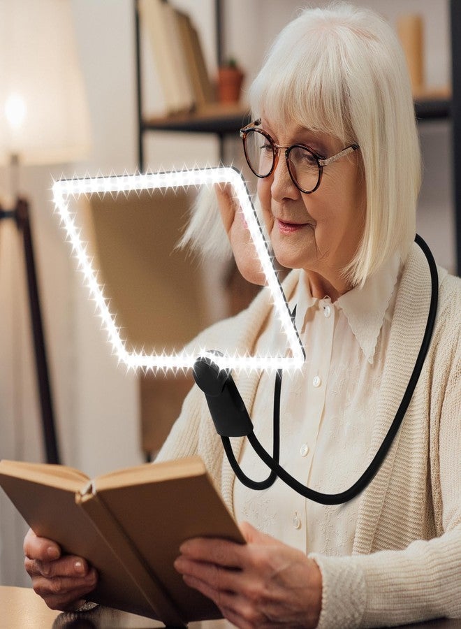 عدسة مكبرة كبيرة الحجم 5X بدون استخدام اليدين مع إضاءة، عدسة مكبرة كاملة للصفحة للقراءة مزودة بـ 50 مصباح LED فائق السطوع وعنق مرن قابل للتعديل، عدسة مكبرة مع إضاءة للخياطة والتطريز المتقاطع لكبار السن - Image 1
