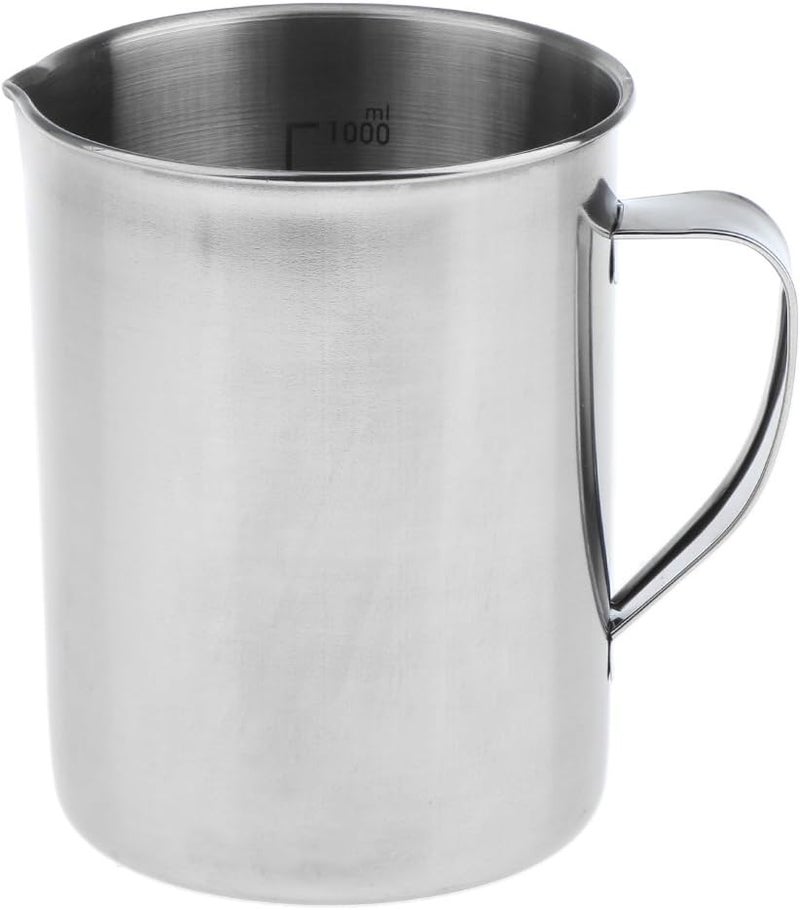 klarako Stainless Steel 500ml/1000ml Measuring Cup Jug with Marking Handle Coffee Milk Mug klarako1000ml - Image 3