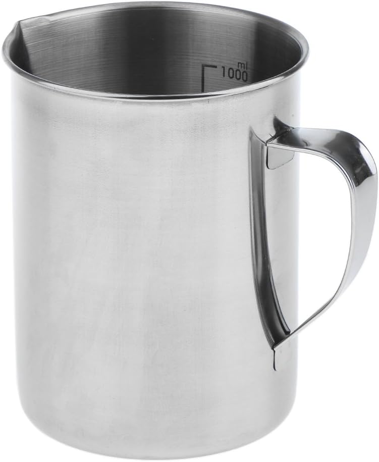 klarako Stainless Steel 500ml/1000ml Measuring Cup Jug with Marking Handle Coffee Milk Mug klarako1000ml - Image 4