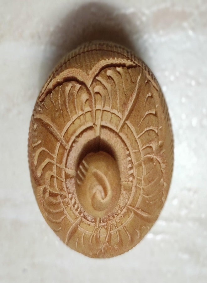 Wooden Carving Round kumkum Hand Work- Sindoor Box (Brown, Small) set of 4 Decorative Showpiece - 4 cm (Wood, Brown) - Image 1