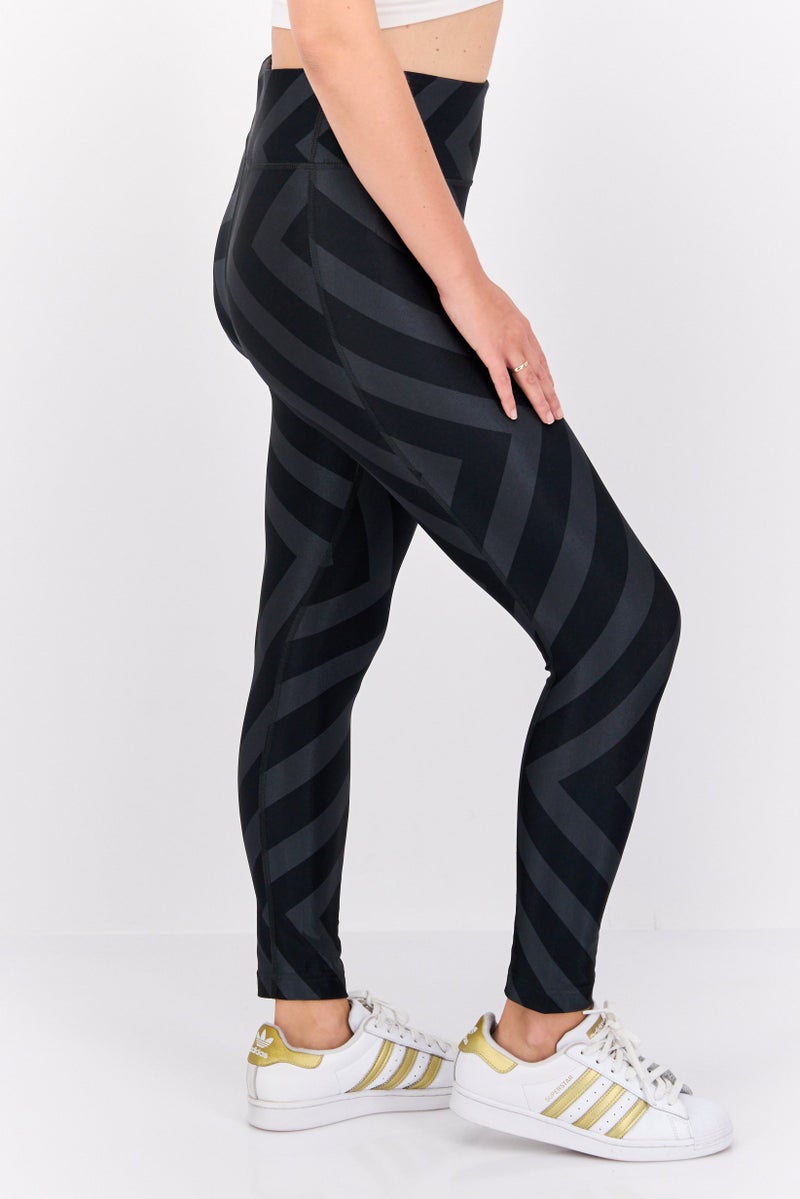 Adidas سراويل تدريب رياضية نسائية بتصميم مخطط، رمادي - Image 2