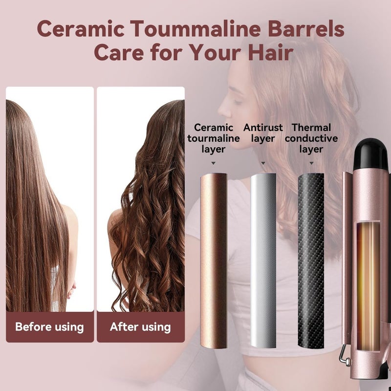 ECVV 5 in 1 Curling Wand Set Multi Curl, Hair Curler Curling Iron Set with 5 Interchangeable Ceramic Barrels, Instant Heat Up, Dual Voltage, Rose Gold - Image 4