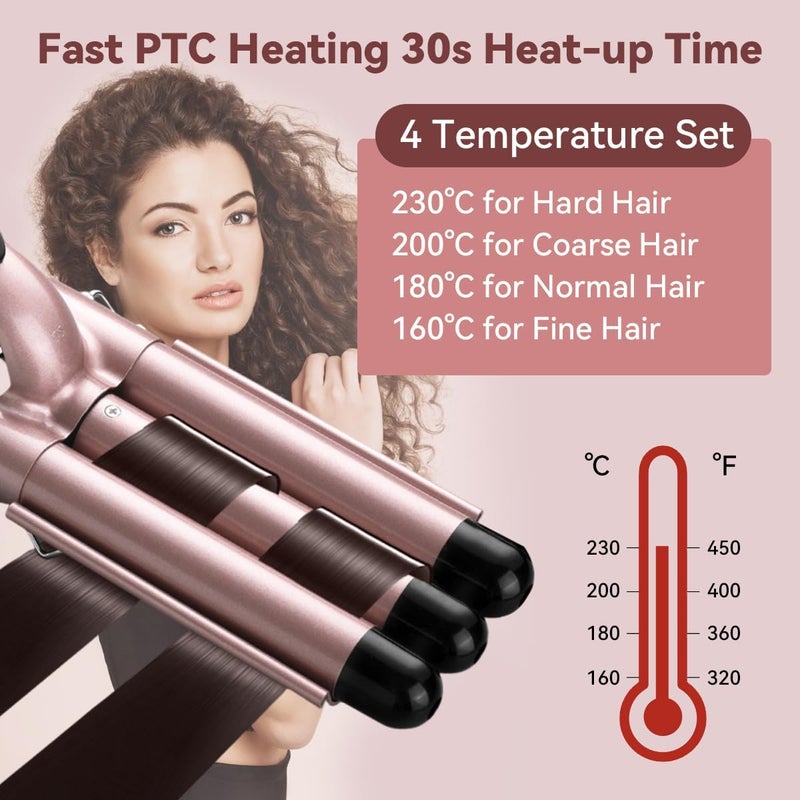 ECVV 5 in 1 Curling Wand Set Multi Curl, Hair Curler Curling Iron Set with 5 Interchangeable Ceramic Barrels, Instant Heat Up, Dual Voltage, Rose Gold - Image 3